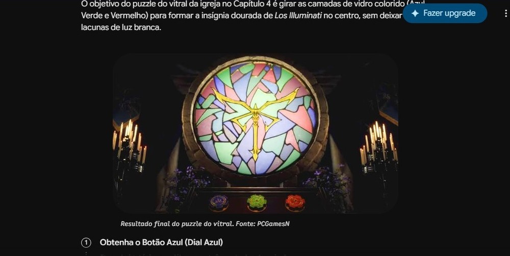 Puzzle solucionado pelo Gemini, com dicas de como chegar lá e até uma imagem do enigma feito — Foto: Diedrich Bader/TechTudo