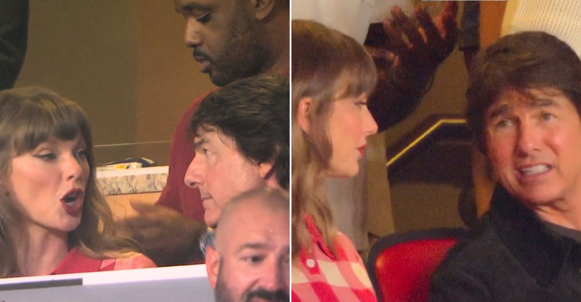 Leitura labial revela bate-papo confuso entre Tom Cruise e Taylor Swift em vídeo viral de jogo do marido dela na NFL