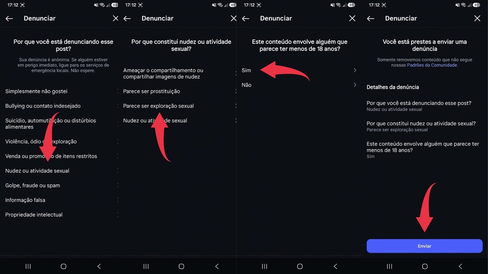 Veja como denunciar conteúdo ilegal no Instagram — Foto: Reprodução/Diego Cataldo