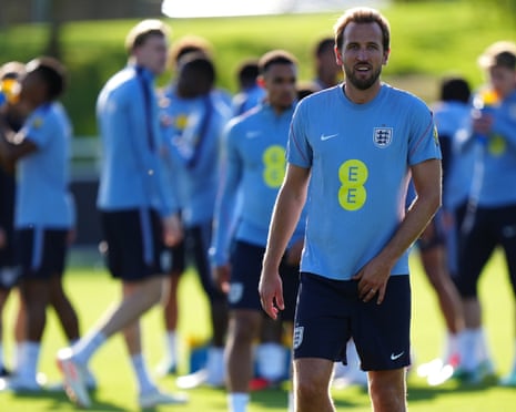 Harry Kane at an England training session at St George's Park.