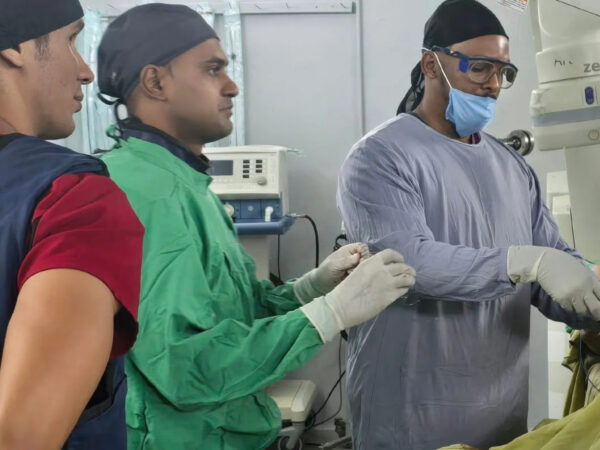 Lestin Celestin (right) gained hands-on experience in interventional cardiology during his specialisation in Cuba, where he worked alongside a team handling at least five cases daily. (Photo: Lestin Celestin)