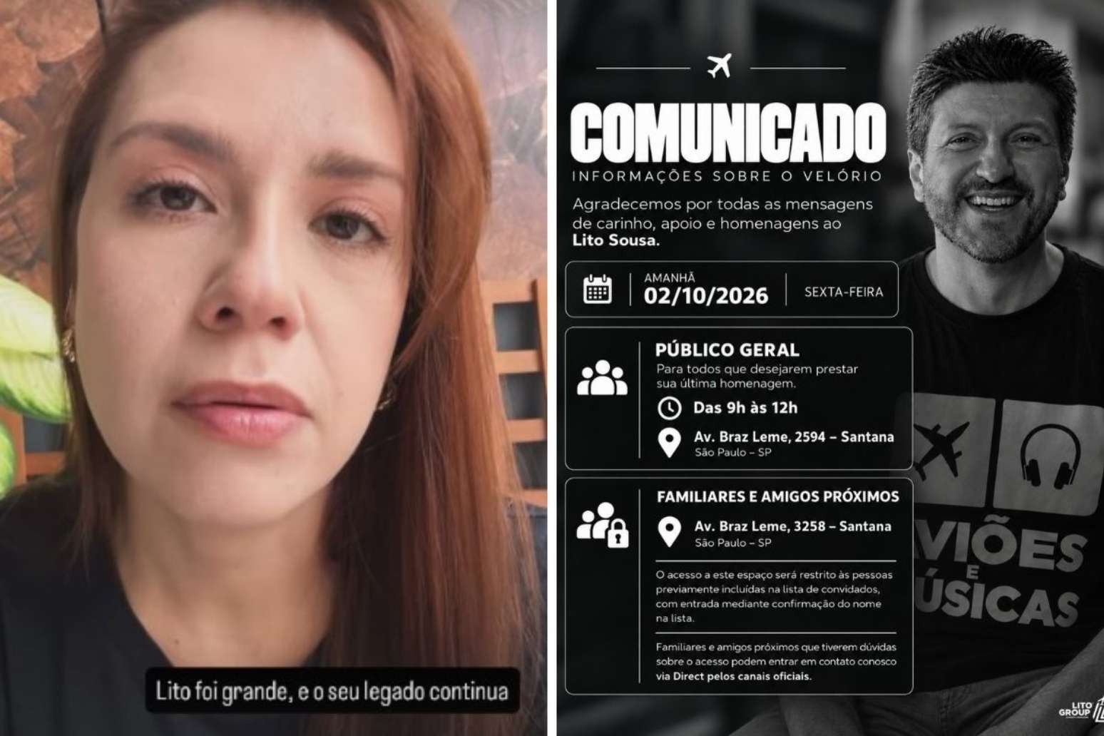Pelo perfil de Lito Sousa, fam&iacute;lia traz detalhes sobre despedida